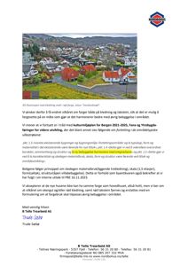 3D-illustrasjon av en boligbebyggelse med kledning malt i rød farge, Jotun 'Vestlandsrød'.