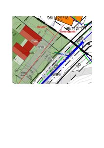 Situasjonsplan som viser tomtegrenser, høydeforhold (Terrengsnitt), veier og naboeiendom.