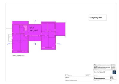 Etasjeplan (PLAN UNDERETASJE) som viser romfordeling og areal for en bygning.