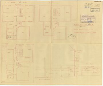 Plantegning som viser romfordeling for 1. etasje, 2. etasje, loft og kjellerplan.
