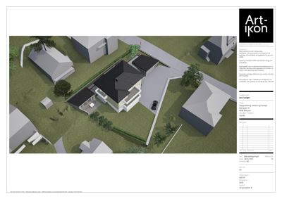 3D-visualisering (rendering) av en husoppgradering sett fra et vinklet perspektiv.