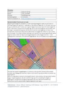 Et kart som viser et planlagt område med regulert byggehøyde, inkludert en markert punkt (pinn) og omgivelser.