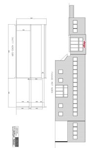 Bildet viser en tegning med to utsnitt av en bygning: et snitt (SNITT NORD-SØR) og fasaden mot nord (FASADE MOT NORD).