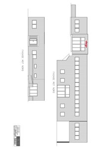 Tegning som viser fasadeoppsettet for bygningen sett fra nord (FASADE MOT NORD).