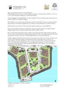Et utdrag fra en utbyggingsplan som viser romfordeling, arealer og plassering av bygninger på en tomt.
