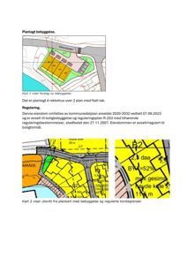Bildet viser en situasjonsplan (tomtekart) med planlagt bebyggelse (rekkehus) og regulerte tomtegrenser.