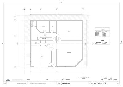 Etasjeplan (Plansnitt Et.0) som viser romfordeling, vegger og arealoppdeling for et hus.