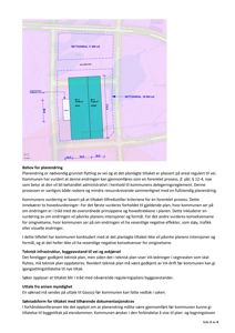 Situasjonsplan som viser tomtens plassering i forhold til vei, nabolag og arealreguleringer.