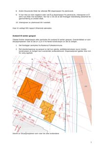 Utsnitt av en situasjonsplan som viser bygningens plassering i forhold til nabolag og avstander til veger.