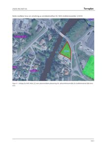 Kartutsnitt fra NVE Atlas som viser planområdets plassering og et aktsomhetsområde for kvikkleireskred.