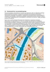 Et utsnitt fra et flomsonkart som viser bygningsplassering i forhold til vannstandsnivåer.