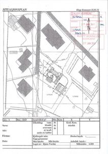Situasjonsplan som viser tomt, bygninger og infrastruktur.