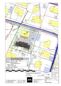 Situasjonsplan som viser tomtens beliggenhet, grenser, naboeiendommer og bygningers plassering.