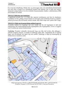 En situasjonsplan (tomtekart) som viser bygningers plassering, avstander og forhold til nabolag.