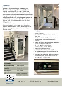 Fotografier av en løfteplattform (Apollo M) og heis, inkludert detaljer som dører, glasspaneler og kontrollpanel.