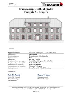 Fasadetegning av bygningen på Torvgata 3 i Kragerø, med tilhørende byggesaksdokumentasjon.