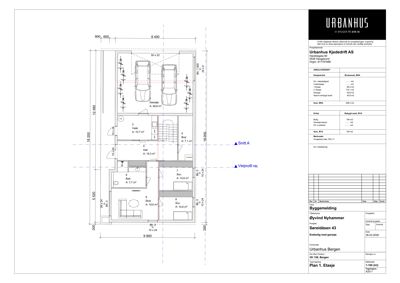 Etasjeplan (Plan 1) som viser romfordeling, arealer og plassering av kjøleskap i et kjedebutikklokale.
