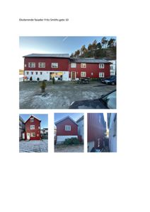 Fotografier av eksisterende fasader på Fritz Smiths gate 10, inkludert hovedfasade og detaljer fra siden og bak.