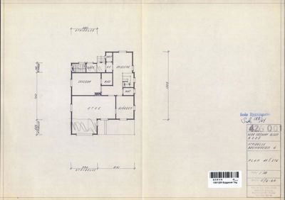 Etasjeplan (1. etg) med romfordeling, dimensjoner og utvendige mål.