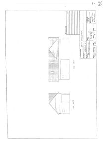 Fasadetegning som viser bygningens utseende sett fra vest og nord.