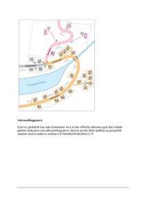 Situasjonsplan som viser eiendomsinndeling, vegnett (Åsgren, Utsidevegen, Fordvegen) og vann (Langfjorden) med tilhørende avstandsmålinger.