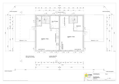 Etasjeplan (Plan 2) som viser romfordeling, mål og bygningsstruktur.