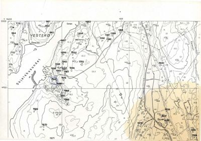 Kart over Vestero med topografi, vegnett og stednavn