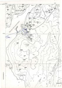 Kart over Vestero med topografi, høydemarkører og geografiske navn.