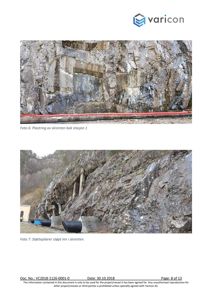 Fotografier av en skrent med betongkonstruksjoner (plastring og støttepilarer) i forbindelse med en stasjon.