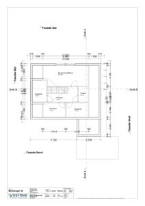 Snittegning (Snitt B-B) som viser etasjefordeling, romoppdeling og konstruksjonsdetaljer for Plan 2.