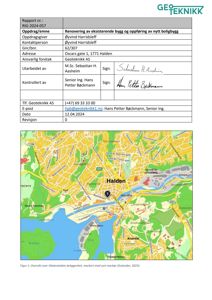Et kart over Halden som viser beliggenheten av tilsiktsstedet, med en oversiktsplan over området.