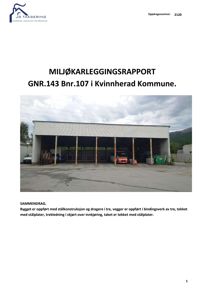 Fotografi av en eksisterende bygning (hall/lager) med åpent tak og innkjørsel, inkludert bildebeskrivelse i teksten under.