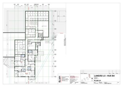 Etasjeplan (PLAN U1) som viser romfordeling, stueplan og mål for en bolig.