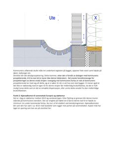 Snittegning som viser detaljer om støttemur, terrengforhold og bygningens relasjon til eiendomsgrense.