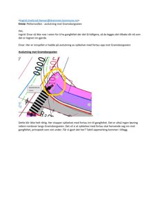 En situasjonsplan eller detaljplan som viser en vei- og gangfeltløsning med overlappende geometriske former og tekstmerking.