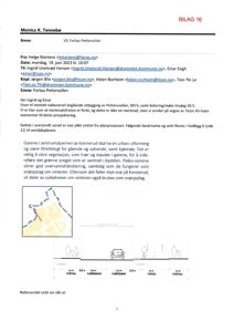 Et oversiktskart som viser et område med gater, en rød markert vei og grøntområder.