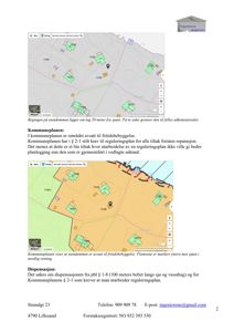 Bildet viser to kartutsnitt (Google Maps) som illustrerer eiendommens beliggenhet i forhold til sjøen og naboeiendommer, inkludert kommunale planer og dispensasjonstekster.