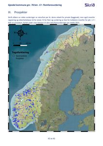 Et kart over Vestlandet som viser lokasjoner for Skrids naturfarevurderinger (blå prikker) og kontorer.