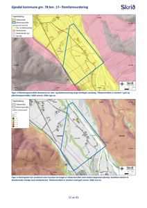 Kart som viser et virkningsområde for en flomfarevurdering i Gjesdal kommune, med overlag for terrengforhold.