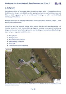 Et kart som viser eiendommen (merket med gult) i forhold til terrenget og infrastruktur.