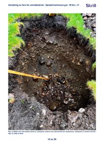 Fotografi av et sjakt som er gravd ut for å undersøke jordforholdene under en eiendom.