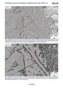 Bildet viser to kart med skyggedata (LIDAR og DOM) som illustrerer terrengform, topografi og vegetasjon i et område.