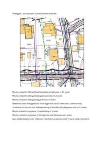 Situasjonsplan som viser tomtsgrenser, nabobebyggelse, veier og relevante avstander til infrastruktur.