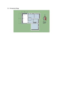 Plantegning av et tilbygg til kjeller, med romfordeling og mål.