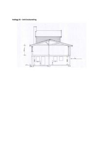 Snittegning av en bygning med mål og detaljer for en bruksendring.