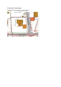 Situasjonsplan som viser tomt, bygninger og veier.