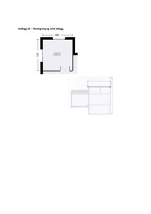 Bildet viser en plantegning av et tilbygg med et lekerom, samt en tilhørende snittegning.