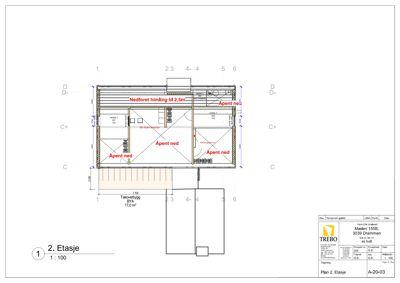 Etasjeplan for 2. etasje med romfordeling og mål.