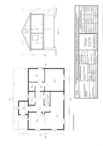 Bildet viser en etasjeplan (plan) for et hus, med romfordeling, dører, vinduer og mål. Det inneholder også en snittegning (Snr. A-A) og en teknisk oversiktstabell.