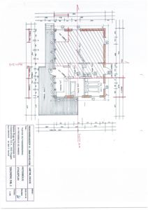 Snittegning av etasjeforhold og romfordeling i bygningen.